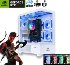 ARGB Gaming PC Desktop Computer RTX 5060 i9 32GB RAM 1TB SSD Windows 11 WiFi6