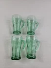 4 Vintage Libbey Coca-Cola Heavy Green Glass With Handle Green Embossed Coke Mug