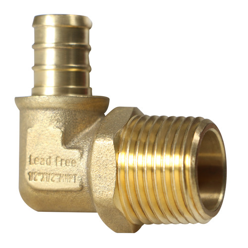 1 Pack XFITTING 1/2" Pex B X 1/2" Male NPT Elbow Brass Crimp Fittings , NSF