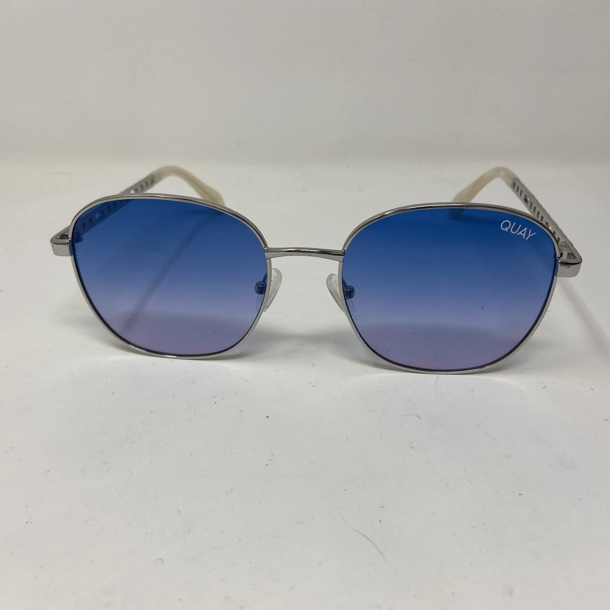 Quay Australia Stop And Stare Twist Square Sunglasses Blue Gradient Lens 126 Gold Sunglasses Quay Oversized for Women for sale | eBay main image 2