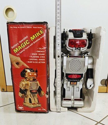 Sprechender Roboter MAGIC MIKE in silver NEW BRIGHT Hong Kong BO 80er works well