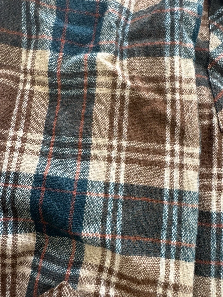 Camisa de Lana Pendleton De Colección L Marrón Verde Azulado A Cuadros Hecha en EE. UU. Lana Virgen Pura Foto 4 de 4
