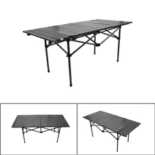 Folding Camping Table Multi Functional Black Portable Roll Up Outdoor Table 47.2