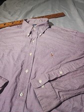 Vintage Ralph Lauren Shirt Mens 16.5 34/35 Red Blue Yarmouth Flesh Pony Oxford