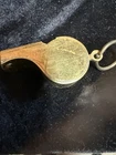 WWII WW2 Era US Military Brass Whistle & Chain NEEDS A GOOD CLEANING