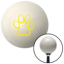 Yellow Paw Print Outline Ivory Shift Knob w/ M16x1.5 Insert Shifter Auto Manual