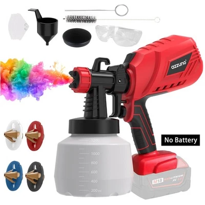 AZZUNO Cordless Paint Sprayer 1200ML HVLP Spray Paint Gun for Milwaukee 18V Battery Red