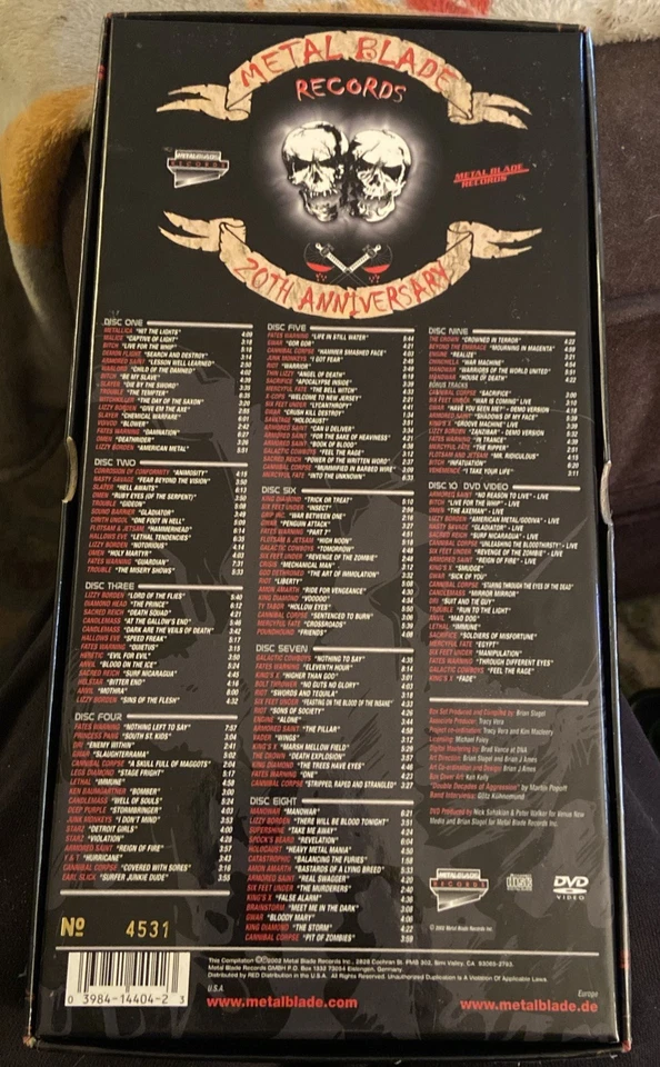 RARE NUMBERED METAL BLADE 20th Anniversary 10 Disc CD & DVD Box Set 2002 w/ Book - Image 2 of 4