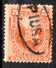 PERU, STAMP CLASSIC DE 5 CTS. ,  MATASELLOS OVALADO  DE PIURA   ( E25- 168 )