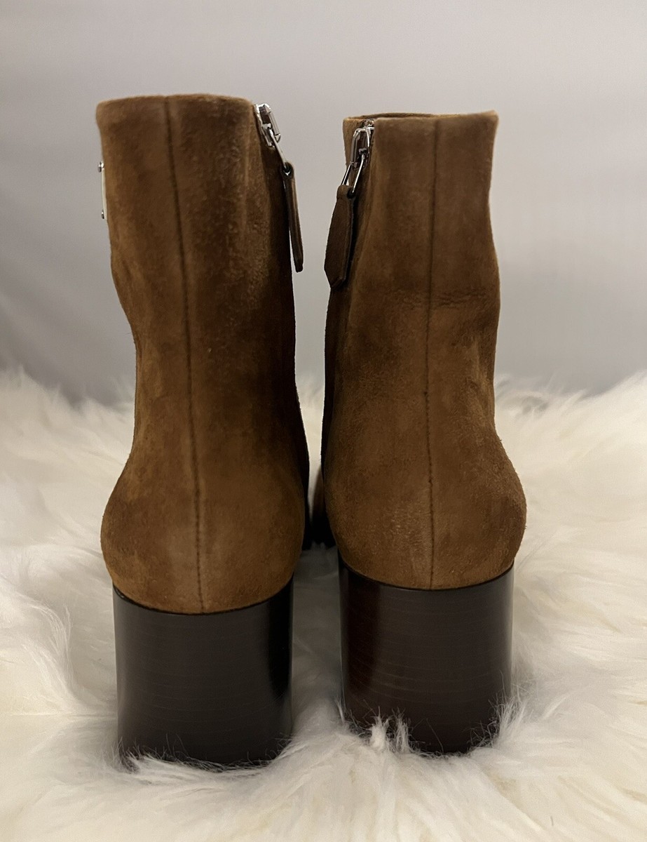PRADA Brown Suede/Enamel Triangle Logo Ankle Boots Size 36.5 | eBay