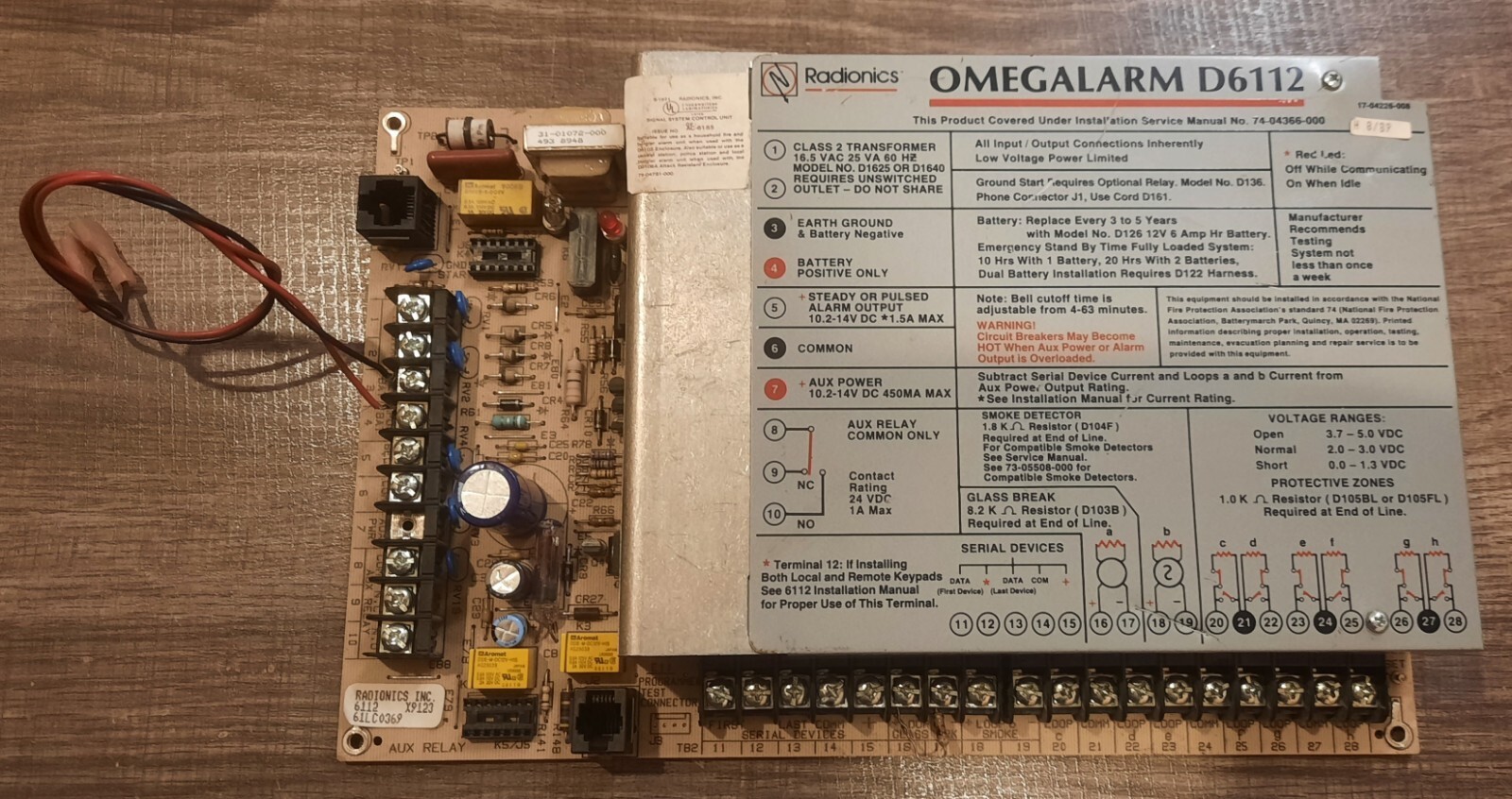 OMEGALARM D6112 ALARM SYSTEM CONTROL BOARD, USED