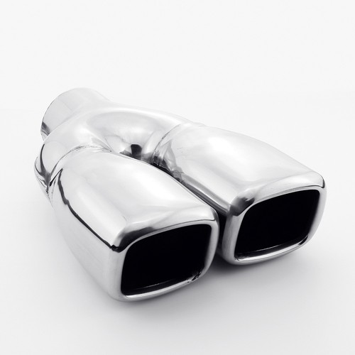 Twin Squbre Out Exhaust Tip 2.25" in 9" Long Dual Wall Slanted Stainless Steel