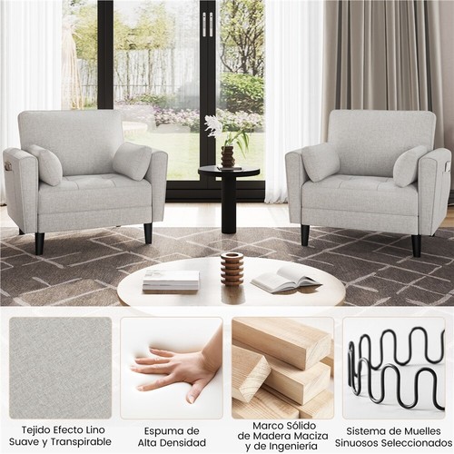 Sofá Individual Relax Sillon Tapizada de Tela para Sala de Estar y Dormitorio - Imagen 9 de 37