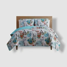 VCNY Home White/Blue Eiffel Reversible 3-Pc. King Size Quilt Set | 101 x 86"