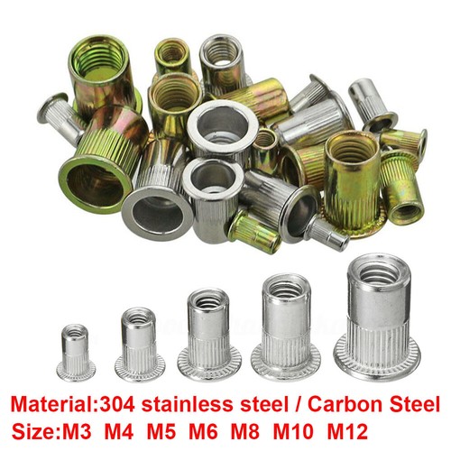Rivet Nut Flat Threaded Blind Insert Screw Nutsert M3 4 5 6 M8 M10 M12 304 Steel - Picture 2 of 12