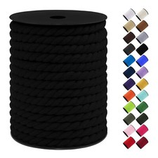 Black Macrame Cord 10mm 75ft 3 Strand Twisted Cotton Rope Wall Hanging DIY
