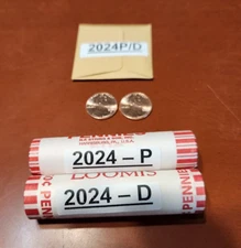 2024 2 rolls* 1 P & 1 D Lincoln Penny Union Shield Cent  from Bank Box w/ Bonus