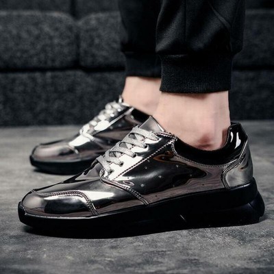 black shiny sneakers