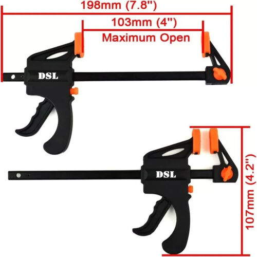 DSL Clamps for Woodwork, 4 x 103mm Jaws Ratchet Bar Clamp Set, Ideal Wood Clamp. - Picture 2 of 5