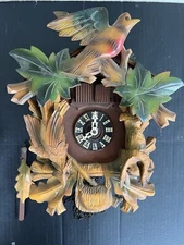 VTG Germany Black Forest Carved Wood Game Bird Cuckoo Hand Painted Cuckoo Clock