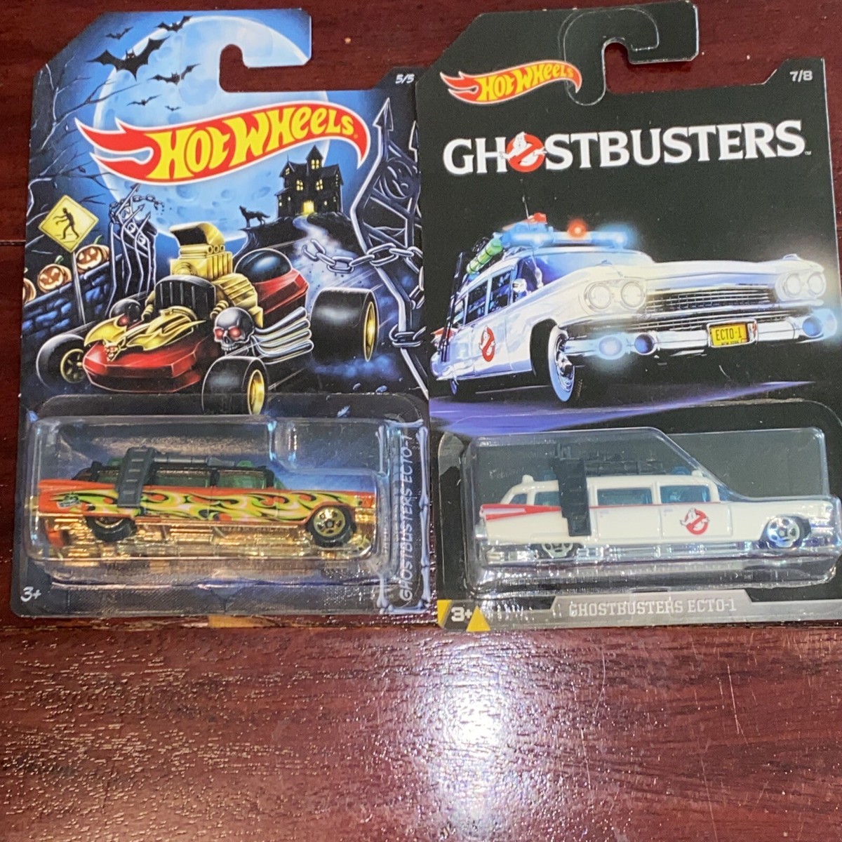 HOT WHEELS TWO GHOSTBUSTERS ECTO-1#7 WHITE GHOSTBUSTERS & #5