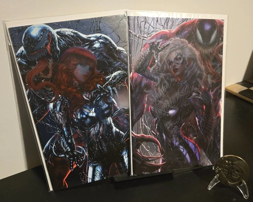 AMAZING SPIDERMAN #28 & 29 ARIEL DIAZ FOIL VIRGIN VENOM MARY JANE & BLACK CAT