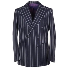Stile Latino Napoli Trim-Fit Navy Blue Stripe Extrafine Wool Suit 40R (Eu50) NWT