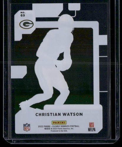2022 Panini Clearly Donruss Christian Watson #69 Rated Rookie Football - Picture 2 of 2