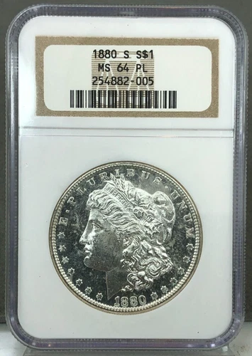 1880-S U.S. $1 Morgan Silver Dollar NGC MS64 PL ~ Proof Like Coin
