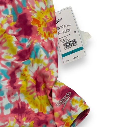 Speedo Girls' One Piece Swimsuit, Thin Straps, Pink Cosmos, Size 16 Big Kid - Picture 3 of 3