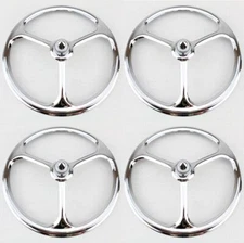 5-3/4" Headlights Headlamp Bulbs Chrome Trim Covers Lucas Tri Bar W/ Bullets Set