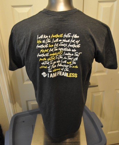 "More Faith Fear less" Religous Faith Inspirational Men's Dark Charcoal T-shirt - Picture 6 of 7