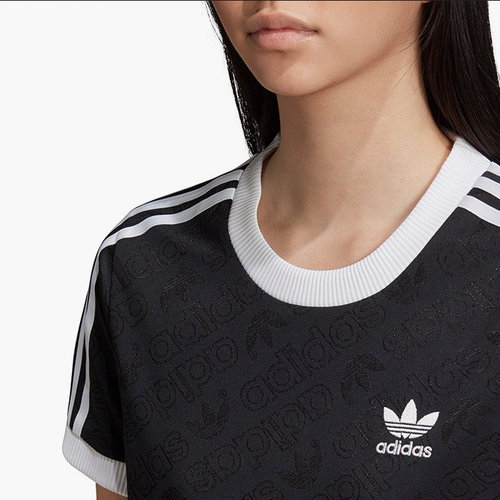 adidas Originals 3 Stripes Women Shirt Black White ED7476 - Picture 3 of 6