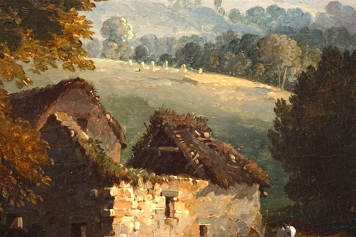 c1820 HORSE & RIDER BY THE OLD MILL GEORGE BARRET 1767-1842 circle OIL PAINTING - Picture 10 of 15