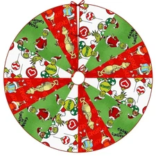 Grinch Tree Skirt 36" Christmas New Year Red & Green Merry Christmas Tree Skirt