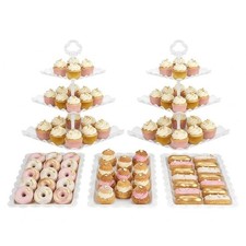 5 Piece Cake Stand Set with 2 x Large 3-Tier Cupcake Stands, 3 x Appetizer Tr...