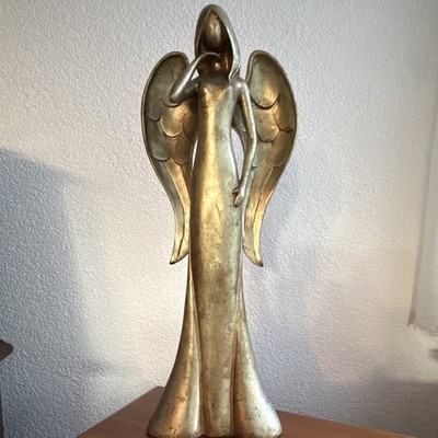 Engel Dekofigur  silber/goldfarbe freistehend dekorativ 59cm