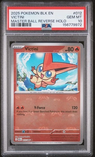 2025 POKEMON BLK EN-BLACK BOLT MASTER BALL REVERSE HOLO #012 VICTINI PSA 10