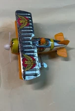 Vintage Takatoku Wind Up Tin Litho U Turn Airplane Japan Working