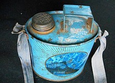 Vintage Holy Water Tin Plate Canister
