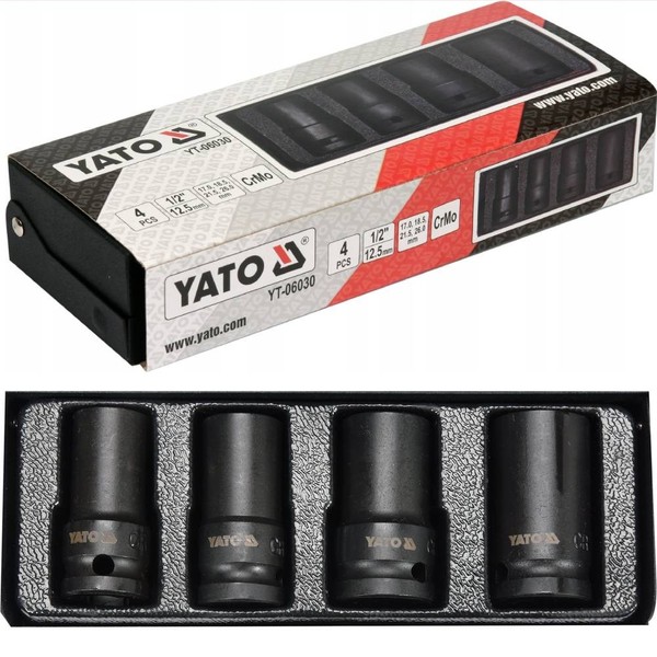 "Yato YT-06030 Schraubenausdreher Linksausdreher Felgenschloss 1/2\" 4-Tlg"-image