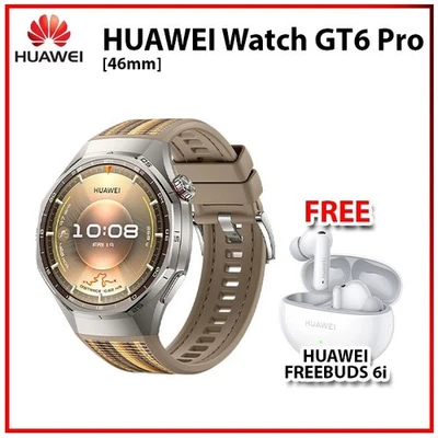 Huawei Watch GT 6 Pro 46mm BROWN iOS Android Smartwatch FREE Huawei Freebuds 6i