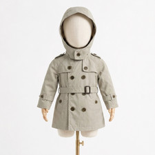 Baby Burberry Children Beige Hooded Double-Breasted Trench Coat 6M / 68cm
