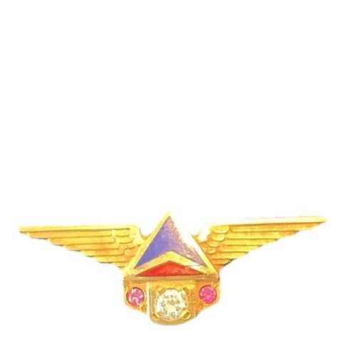 Delta Air Lines 25 Year 10K Gold Service Pin 1 Diamond 2 Rubies 1970’s