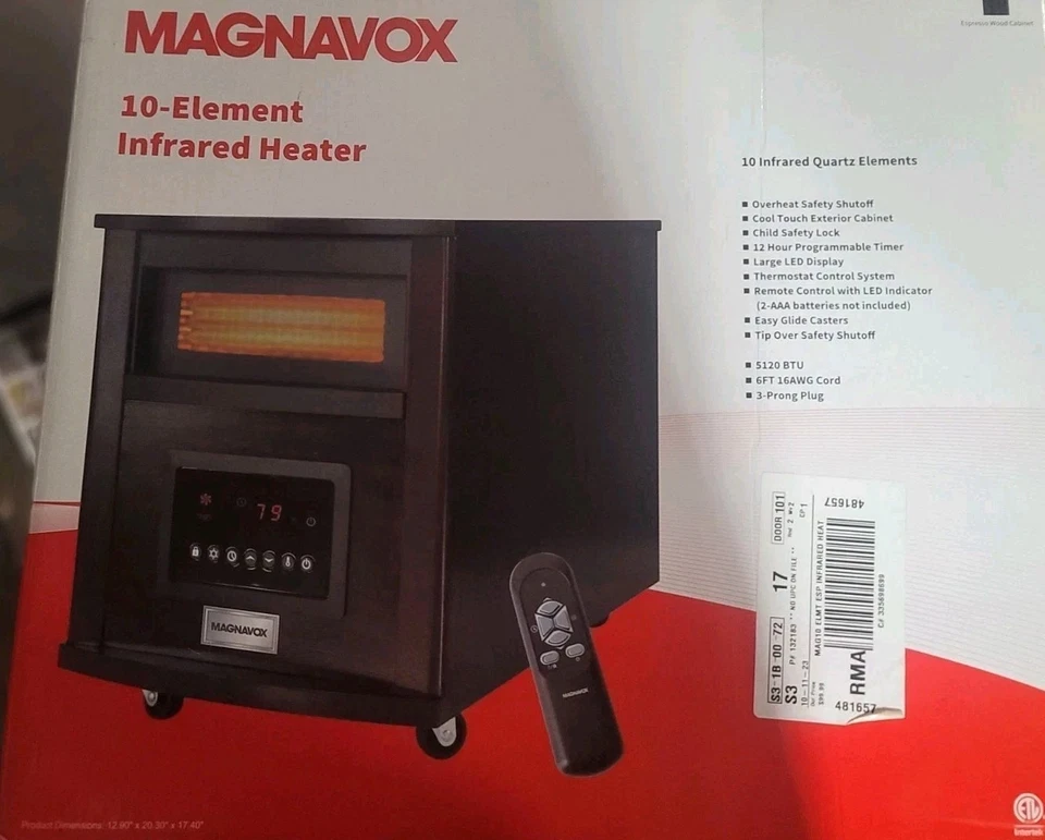 Calentador infrarrojo Magnavox de 10 elementos con control remoto - Envío GRATIS - NUEVO Foto 2 de 4