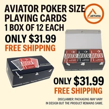 Aviator Poker Size Playing Cards – 1 Box (12 Decks Total)