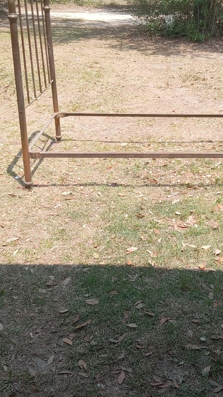 Antique Victorian Metal Full Size Bed Frame Brown Aged Finish With Headboard