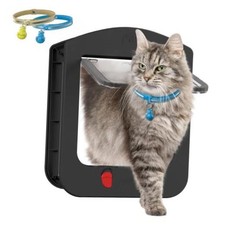 Smart Cat Door with Collar Sensor 2pcs 4 Way Locking Pet Door for Black