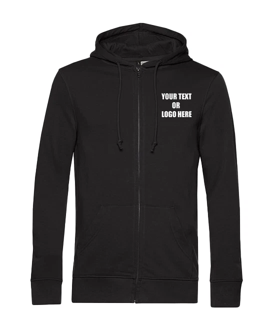 Personalised Printed B&C Inspire Full Zipped Unisex Hoodie Custom Text Logo Gym