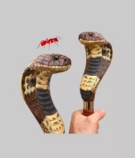 cobra snake wooden walking stick, hand carved cane art wood snake
